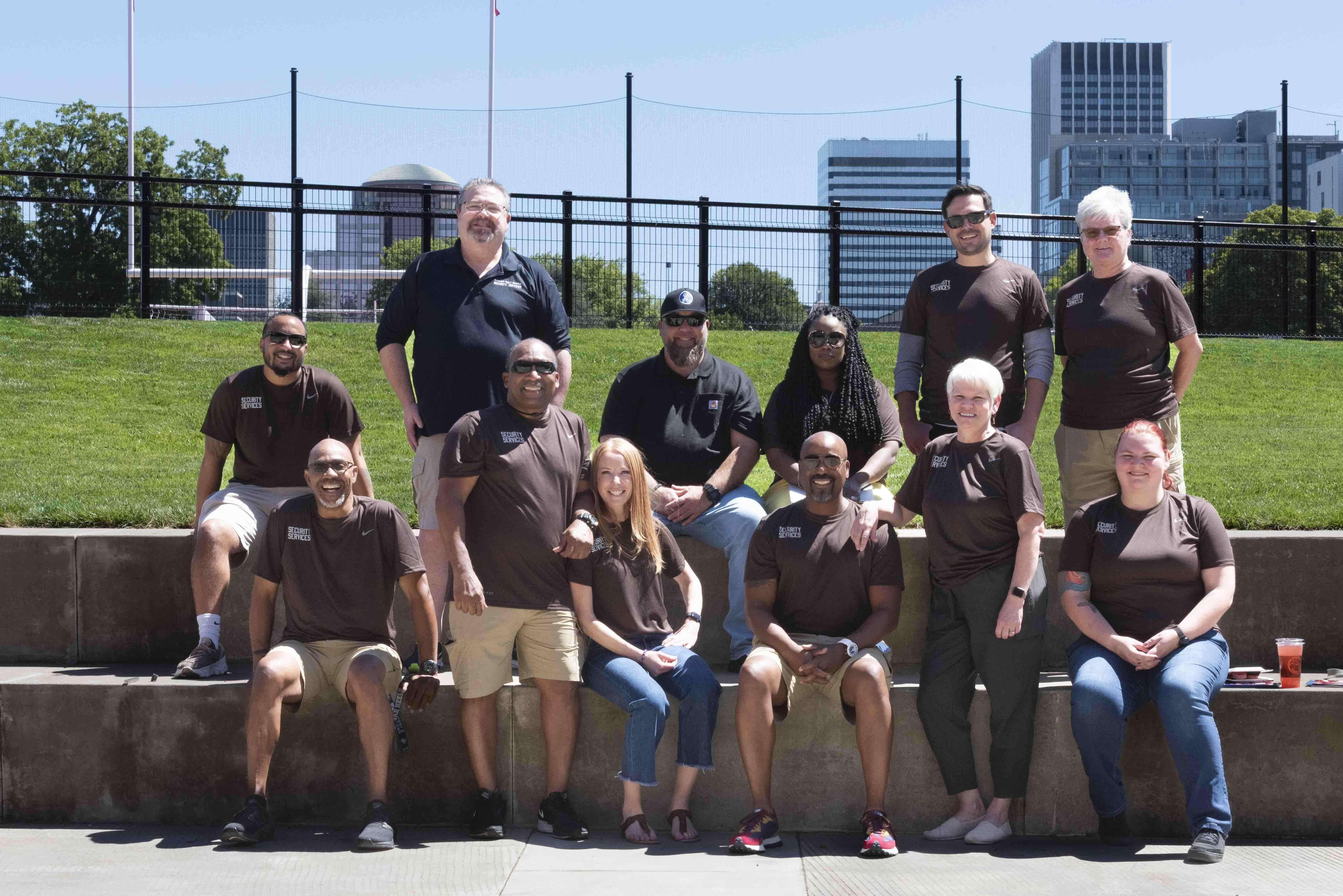 Inner office security team pictured on the steps of Lincoln Highschool